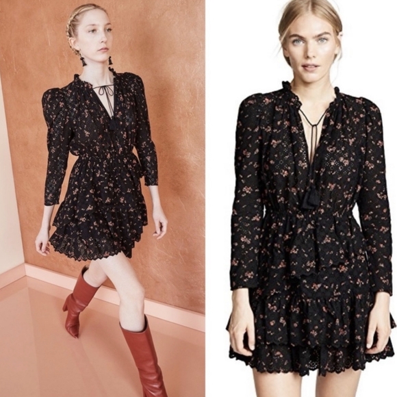 Ulla Johnson Josette Floral Lace Ruffle Cocktail Party Dress XS - Picture 2 of 12